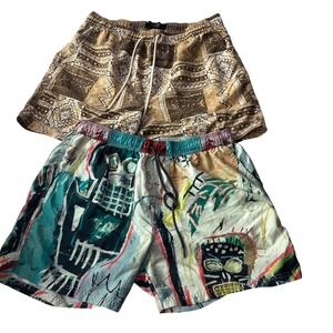 Cotton On Kahuna Shorts Bundle Mens XL Basquiat Art Tribal Print Swim Trunks 2pk